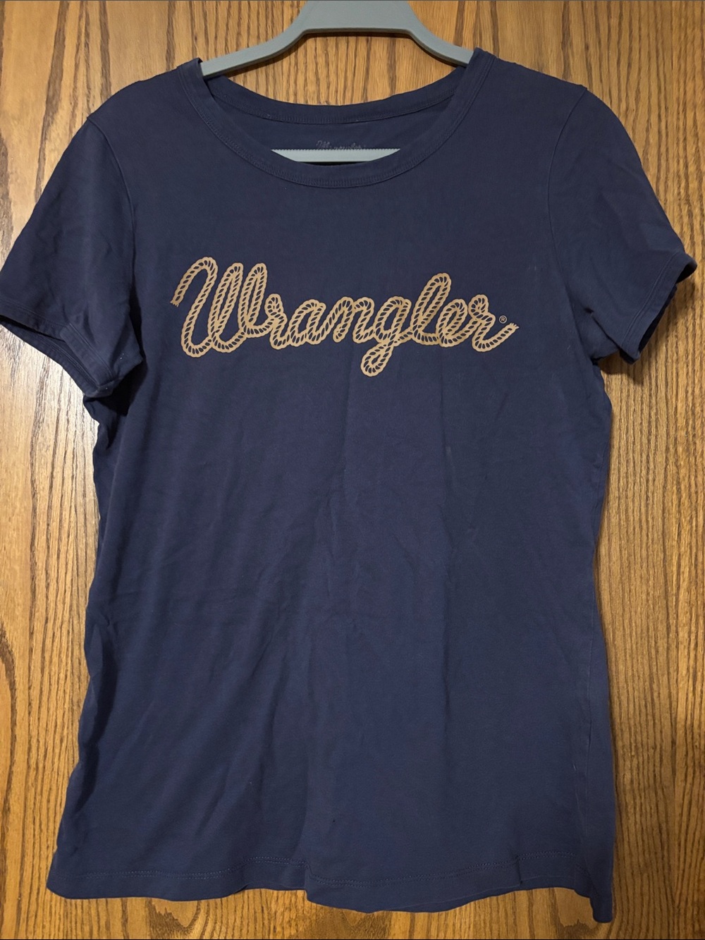 Wrangler Navy Blue Short Sleeve Tee with Tan Logo